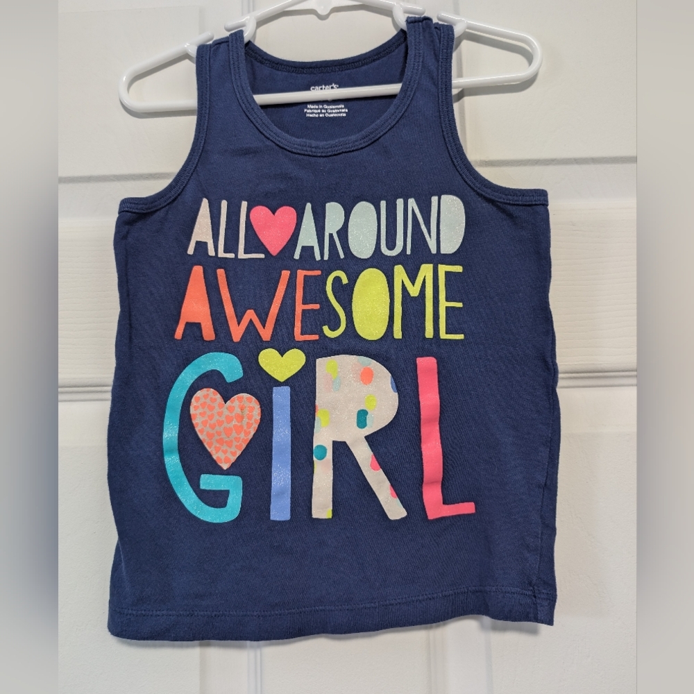 Carter's Blue Tank Top with Colorful Graphics